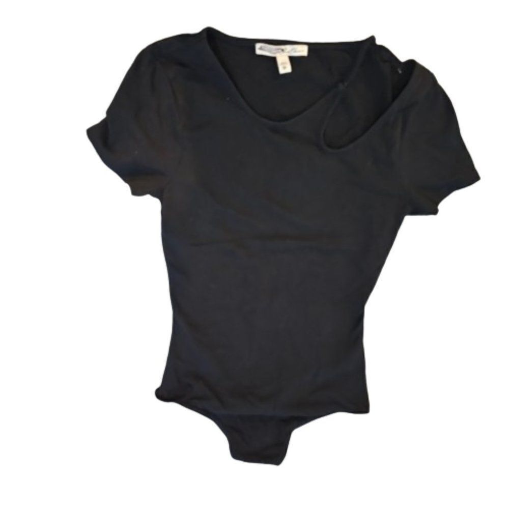 Express One Eleven Women's Black Front Cut Out Scoop Neck Bodysuit Size XS